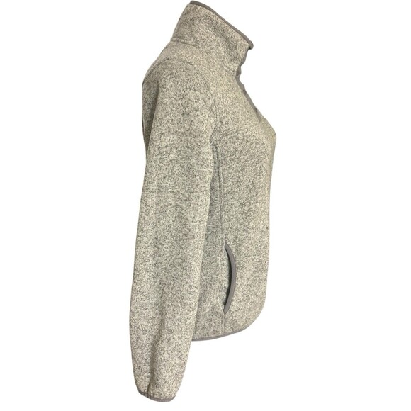 LL Bean Women’s Fleece Pullover SP Gray Heather Snap Front Sweater Knit Jacket - Picture 4 of 8